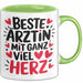 Aerztin Tasse Geschenk Beste Aerztin Mit Ganz Viel Herz Geschenkidee Beruf Grün Trendation