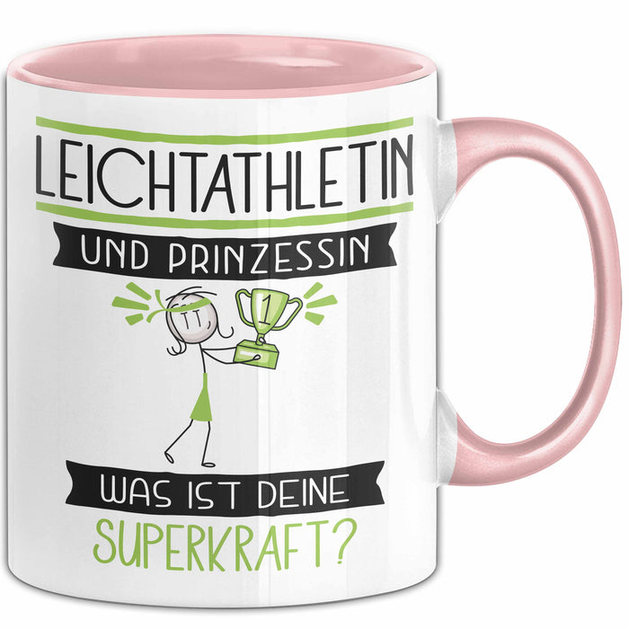 Leichtathletin Und Prinzessin Tasse Geschenk Für Eine Leichtathletin Geburtstag Was Ist Deine Superkraft Rosa Trendation