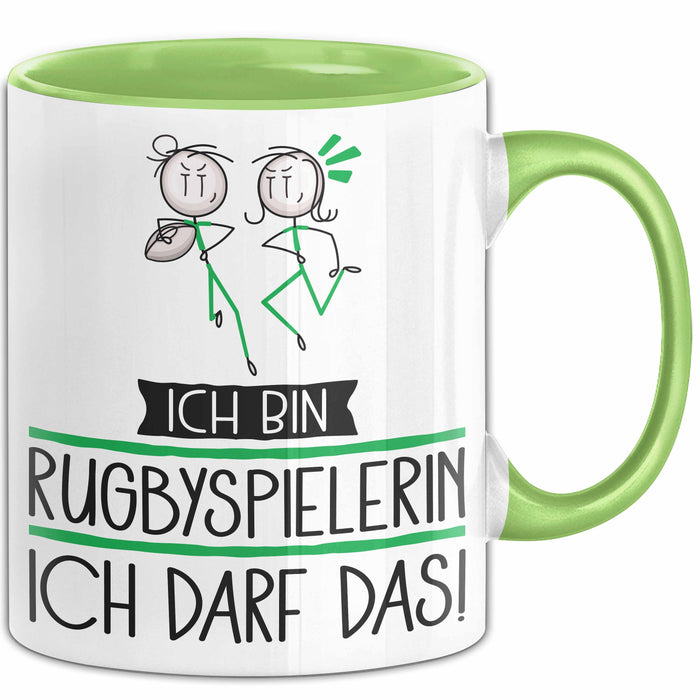 Geschenk für Rugbyspielerin Tasse Lustige Geschenkidee Geburtstag Ich Bin Rugbyspielerin Ich Darf Das Grün Trendation