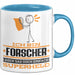 Forscher Geschenk Tasse Ich Bin Forscher Aber Sag Doch Einfach Superheld Lustige Geschenkdiee für Forscher Kaffee-Becher Blau Trendation