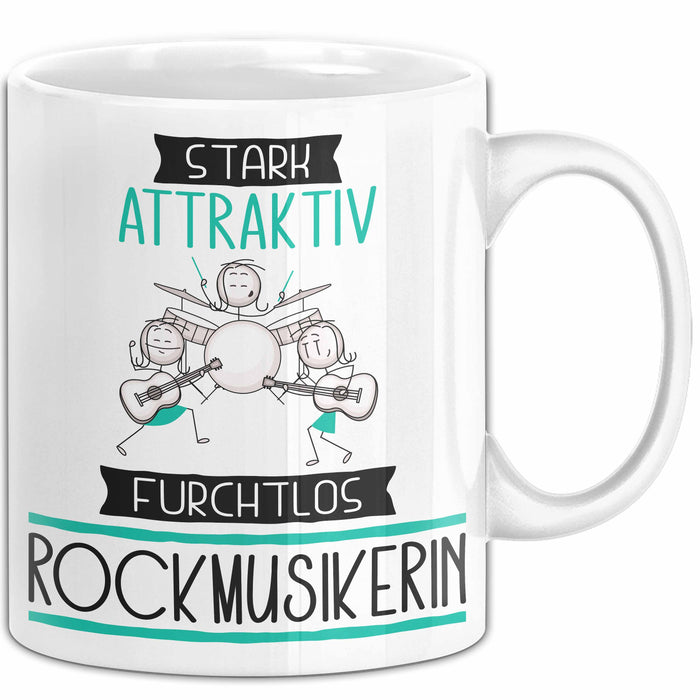 Rockmusikerin Tasse Geschenk Becher Stark Attraktiv Furchtlos Rockmusikerin Lustige Geschenkidee Weiß Trendation