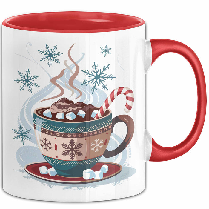 Winterzeit Tasse Geschenkidee für Schneeliebhaber Rot Trendation