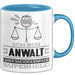 Anwalt Geschenk Tasse Ich Bin Anwalt Aber Sag Doch Einfach Superheld Lustige Geschenkdiee für Anwalt Kaffee-Becher Blau Trendation