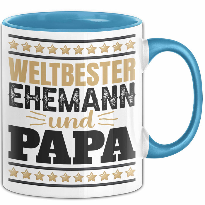 Lustige Tasse Geschenk Weltbester Ehemann Und Papa Becher Blau Trendation