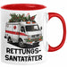 Rettungssanitäter Tasse Geschenk Rettungssantatäter Spruch Notarzt Geschenkidee Kaffee-Becher Rot Trendation