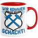 Aue im Erzgebirge Tasse Wir Kommen Aus Dem Schacht Steine Klopfen Kaffee-Becher Geschenkidee Geschenk Rot Trendation