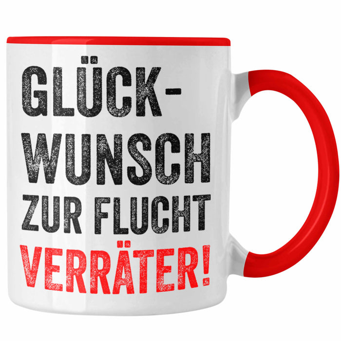 Trendation - Jobwechsel Tasse Geschenk Kollegin Kollege Lustig Abschiedsgeschenk Sprüche Glückwunsch Zur Flucht Trendation