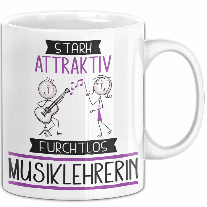 Musiklehrerin Tasse Geschenk Becher Stark Attraktiv Furchtlos Musiklehrerin Lustige Geschenkidee Weiß Trendation