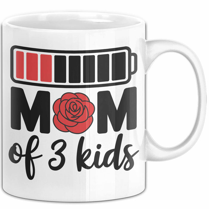Mama Tasse Geschenk Mom Of 3 Kids Geschenkidee Mama Drei Kinder Muttertag Weiß Trendation