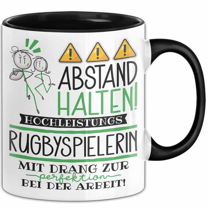 Rugbyspielerin Tasse Geschenk Lustig Abstand Halten Hochleistungs-Rugbyspielerin Mit Drang Zur Perfektion Bei Der Arbeit Trendation