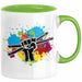 Schlagzeug-Spieler Geschenk Drummer Tasse Geschenkidee Spruch Bunte Farben Schlagzeuger Grün Trendation