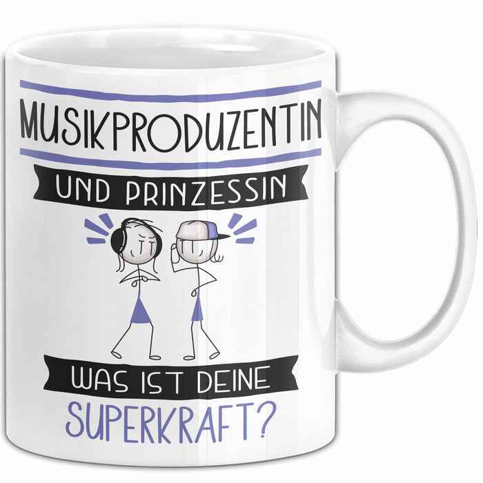 Musikproduzentin Und Prinzessin Tasse Geschenk Für Eine Musikproduzentin Geburtstag Was Ist Deine Superkraft Weiß Trendation