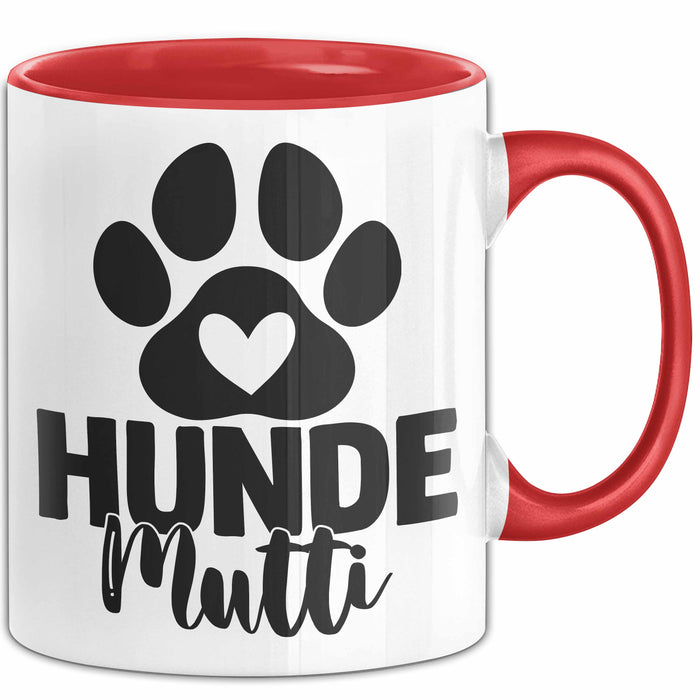 Hundemama Tasse Geschenk Hunde-Mutti Geschenkidee Hundeliebhaberin Kaffee-Becher Rot Trendation