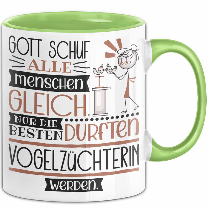 Vogelzüchterin Geschenk Becher Tasse Gott Schuf Alle Menschen Gleich Nur Die Besten Durfeten Vogelzüchterin Werden Geschenkidee Lustig Grün Trendation