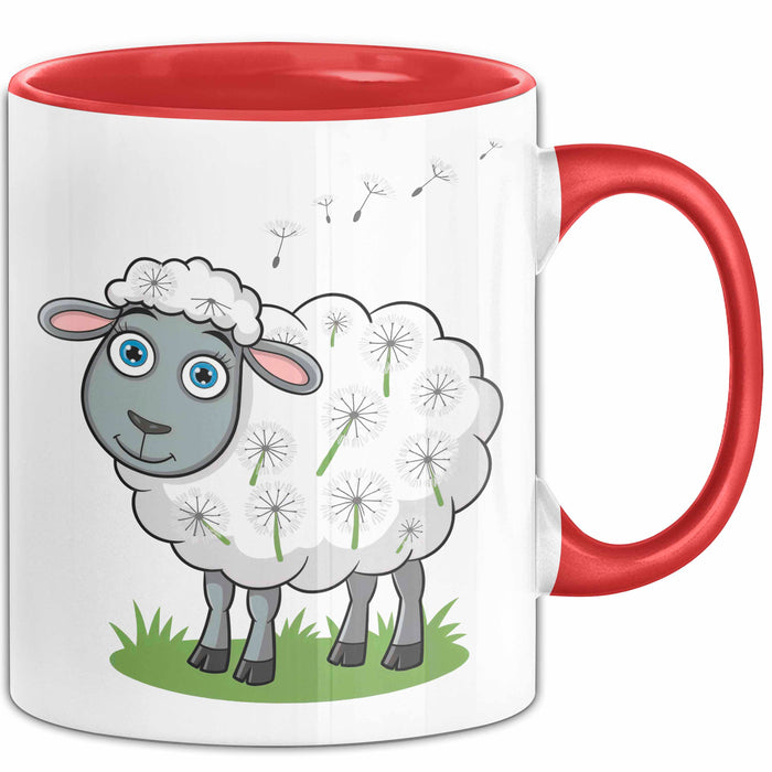 Schaf Tier Bauer Tasse Becher Geschenk Lustige Geschenkidee Spruch Rot Trendation