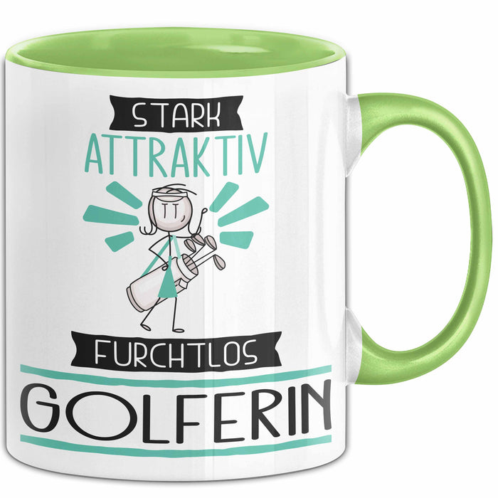 Golferin Tasse Geschenk Becher Stark Attraktiv Furchtlos Golferin Lustige Geschenkidee Grün Trendation