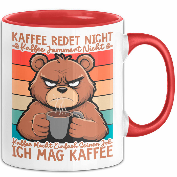 Kaffeeliebhaber Tasse Geschenk Lustige Geschenkidee Spruch Kaffee Macht Einfach Seinen Job Ich Mag Kaffee Rot Trendation