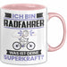 Radfahrer Tasse Geschenk für Radfahrer Geburtstag Lustiger Spruch Kaffee-Becher Was Ist Deine Superkraft Rosa Trendation