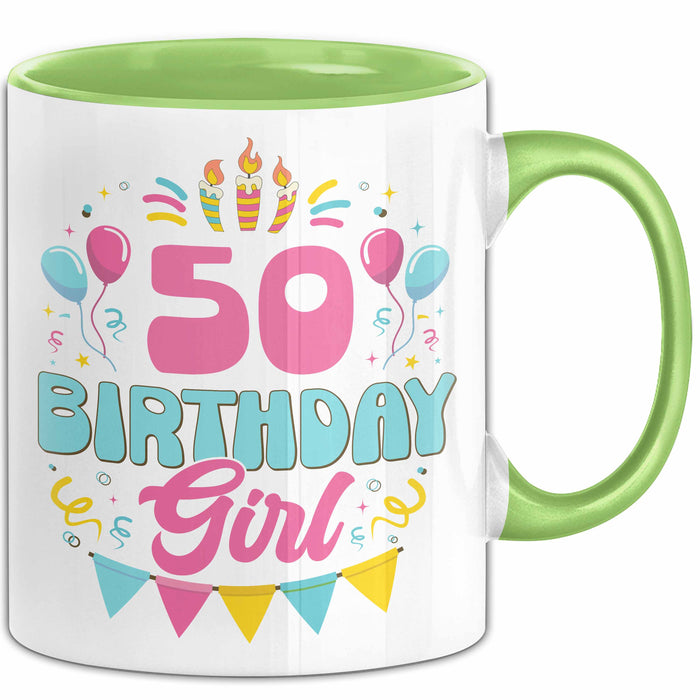 50. Geburtstag Tasse Frauen Mädchen Geschenkidee Lustig 50 Birthday Girl Lustiger Spruch Mutter Mama Grün Trendation