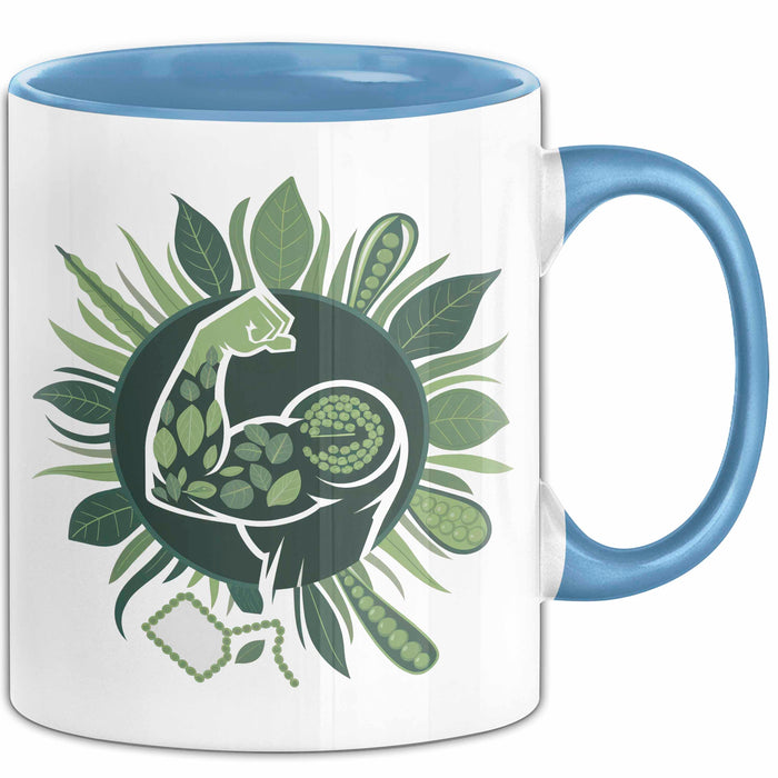 Veganer Bodybuilder Tasse Geschenkidee für Lifter Blau Trendation