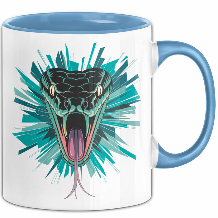 Reptil Schlange Tier Tasse Geschenk Lustige Geschenkidee Spruch Blau Trendation
