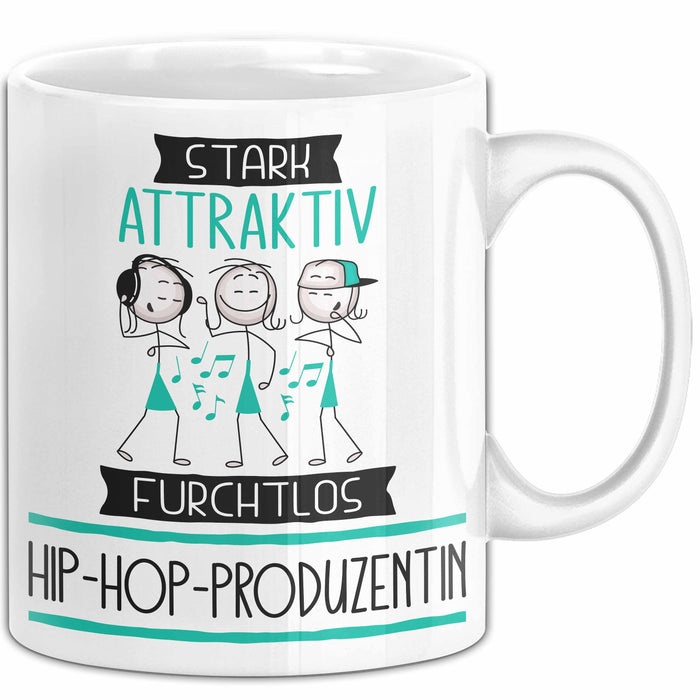 Hip-Hop-Produzentin Tasse Geschenk Becher Stark Attraktiv Furchtlos Hip-Hop-Produzentin Lustige Geschenkidee Weiß Trendation
