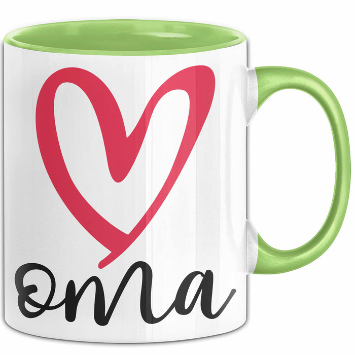 Oma Herz Tasse Geschenk Muttertag Liebevolle Spruchidee Grün Trendation