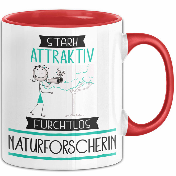 Naturforscherin Tasse Geschenk Becher Stark Attraktiv Furchtlos Naturforscherin Lustige Geschenkidee Rot Trendation