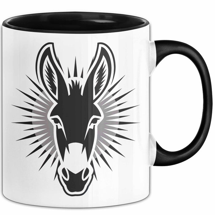 Eselbauer Esel Tier Gesicht Tasse Geschenk Lustige Geschenkidee Spruch Schwarz Trendation