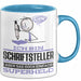 Schriftsteller Geschenk Tasse Ich Bin Schriftsteller Aber Sag Doch Einfach Superheld Lustige Geschenkdiee für Schriftsteller Kaffee-Becher Blau Trendation