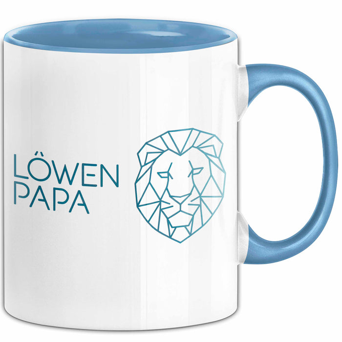 Löwenpapa Tasse Geschenk Lustige Geschenkidee Spruch Löwen Papa Blau Trendation