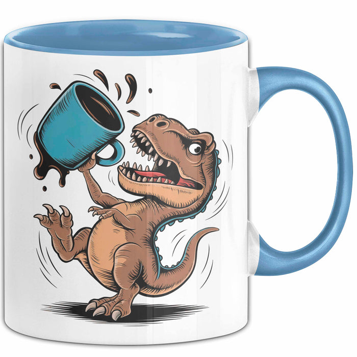 Dinosaurier Fan Tasse Geschenkidee für Urzeit Fans Blau Trendation