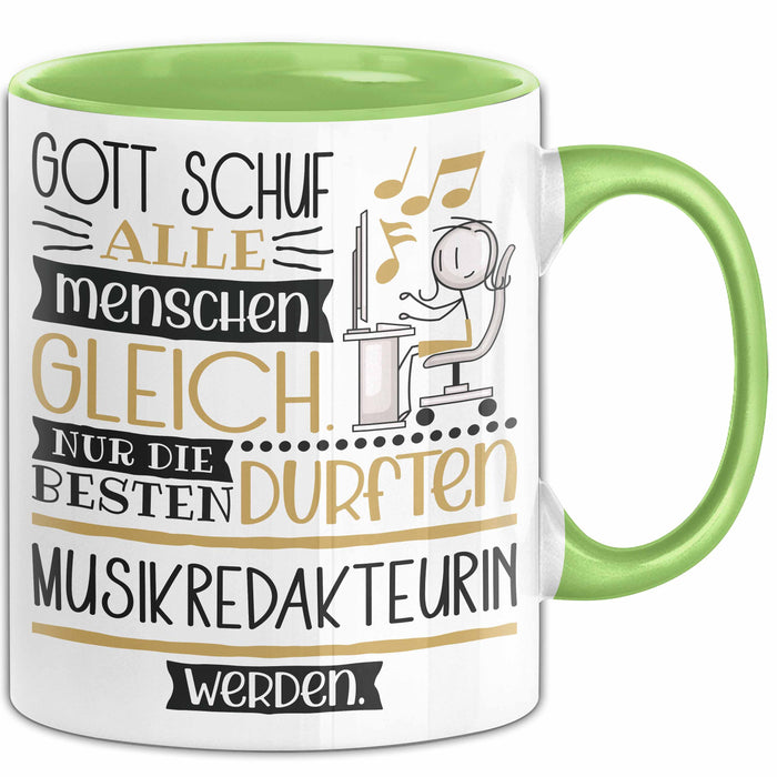 Musikredakteurin Geschenk Becher Tasse Gott Schuf Alle Menschen Gleich Nur Die Besten Durfeten Musikredakteurin Werden Geschenkidee Lustig Grün Trendation