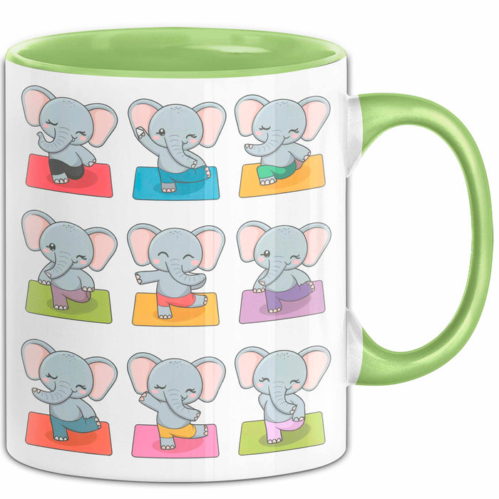 Elefant Tier Tasse Geschenk Lustige Geschenkidee Spruch Elefanten Yoga Grün Trendation