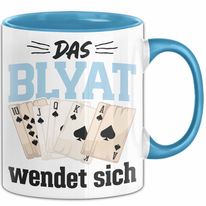 Poker Tasse Geschenk Das Blyat Wendet Sich Spruch Geschenkidee Blau Trendation