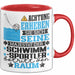 Schwimmsportler Geschenk Tasse Lustiger Spruch Erheben Sie Sich Der Schwimmsportler Betritt den Raum Rot Trendation