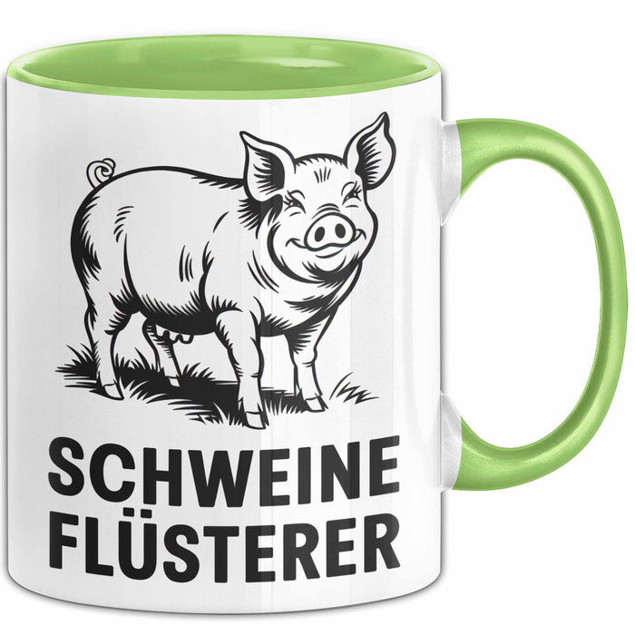 Schweinebauer Schweine Tier Tasse Geschenk Lustige Geschenkidee Spruch Schweineflüsterer Grün Trendation