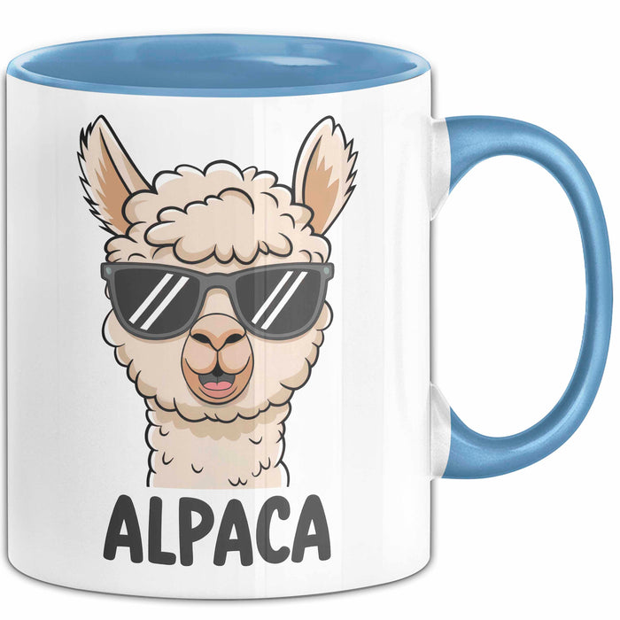 Alpaka Liebhaber Tasse Geschenkidee Flauschiger Tierfan Geschenkidee Lustig Blau Trendation