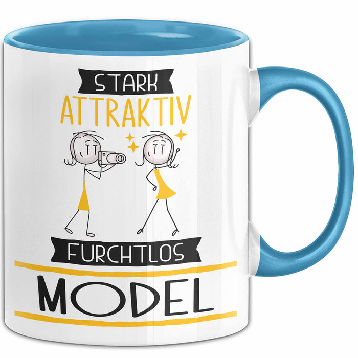 Model Tasse Geschenk Becher Stark Attraktiv Furchtlos Model Lustige Geschenkidee Blau Trendation