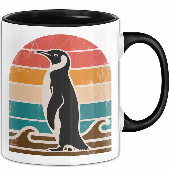 Retro Pinguin Tier Tasse Geschenk Lustige Geschenkidee Spruch Schwarz Trendation