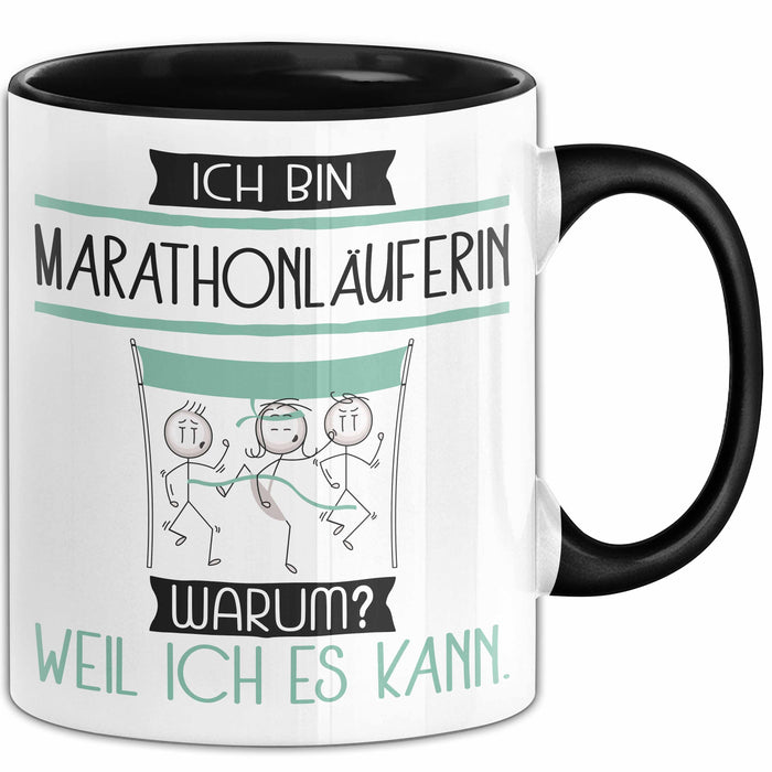 Marathonläuferin Tasse Geschenk Ich Bin Marathonläuferin Warum Weil Ich Es Kann Geschenkidee Geburtstag Trendation