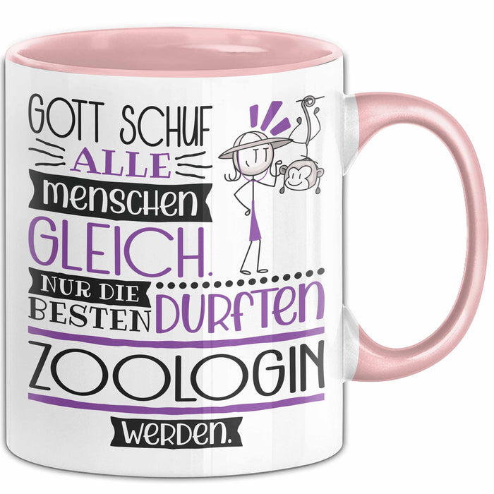 Zoologin Geschenk Becher Tasse Gott Schuf Alle Menschen Gleich Nur Die Besten Durfeten Zoologin Werden Geschenkidee Lustig Rosa Trendation
