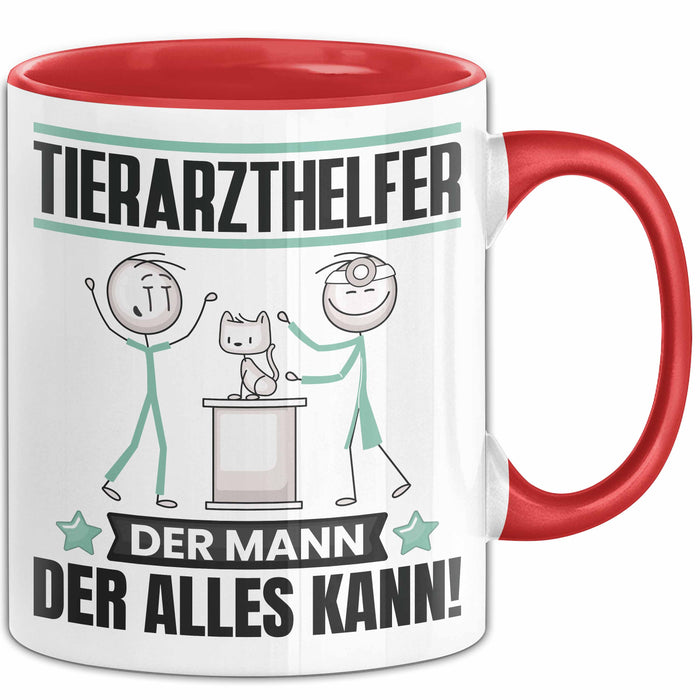 Tierarzthelfer Tasse Geschenk für Tierarzthelfer Der Mann Der Alles Kann Geschenkidee zum Geburtstag Rot Trendation