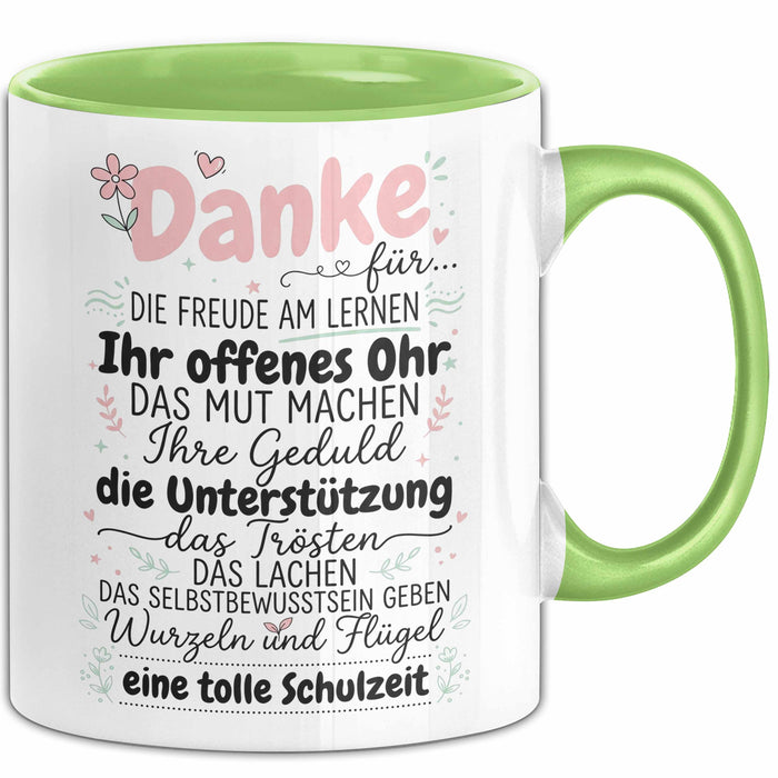 Lehrer Wertschätzung Danke Tasse Geschenk Lustige Geschenkidee Spruch Danke Für Grün Trendation