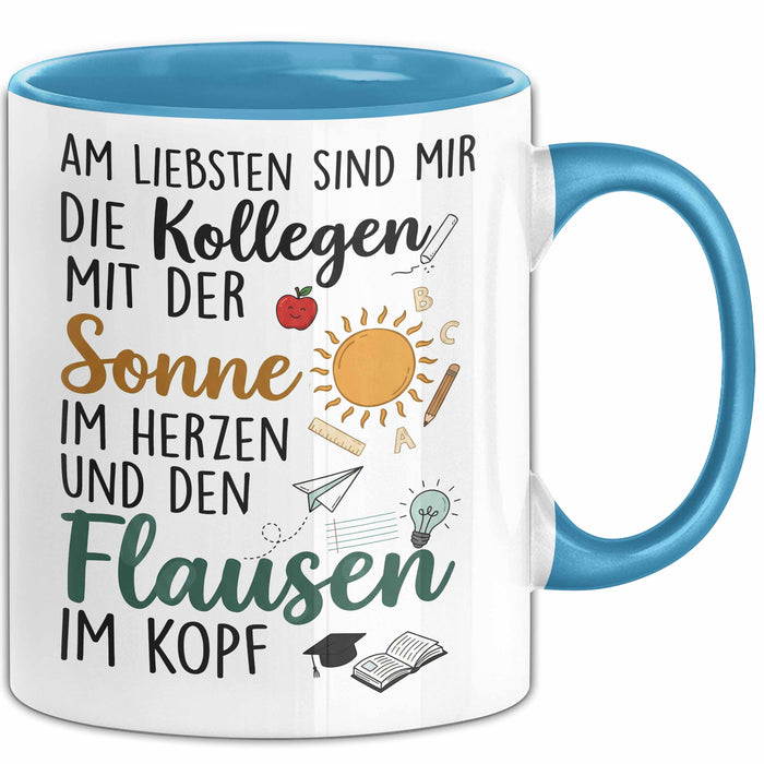 Büroarbeit Kollege Wertschätzung Tasse Geschenk Lustige Geschenkidee Spruch Am Liebsten Sind Mir Die Kollegen Blau Trendation