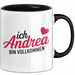 Andrea Tasse Geschenk Ich Bin Vollkommen Andrea Geschenkidee Geburtstag Schwarz Trendation