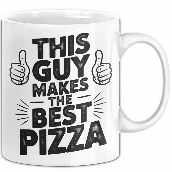 Pizzabäcker Tasse Geschenk Macht die beste Pizza Koch Spruch Weiß Trendation