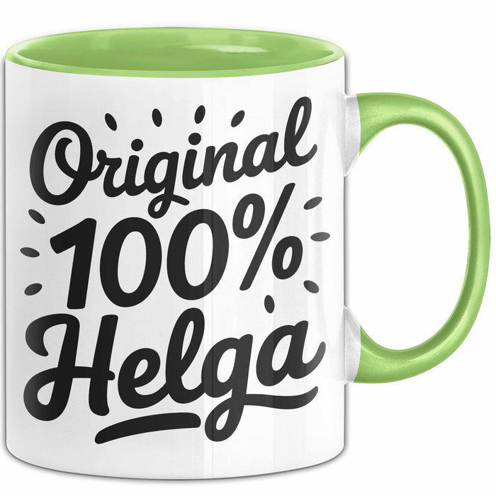 Helga Tasse Geschenk Original 100% Helga Geschenkidee Geburtstag Grün Trendation