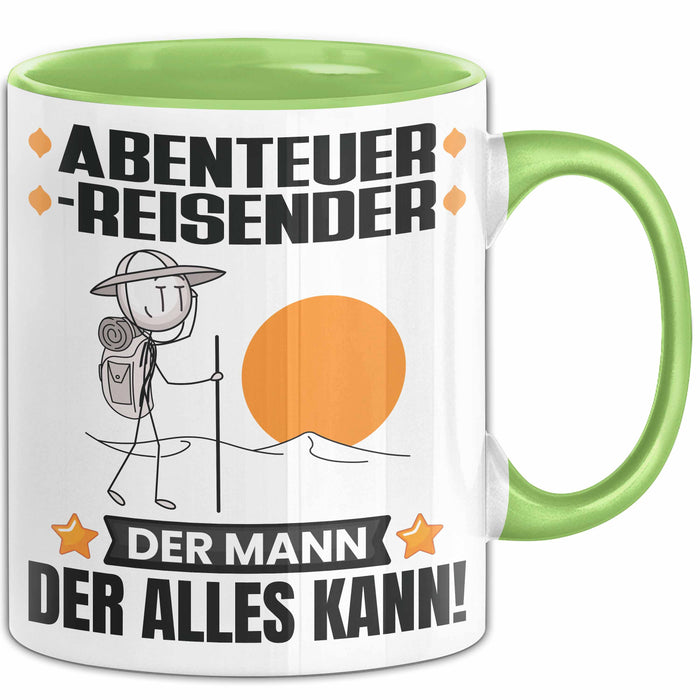 Abenteurreisender Tasse Geschenk für Abenteurreisender Der Mann Der Alles Kann Geschenkidee zum Geburtstag Grün Trendation