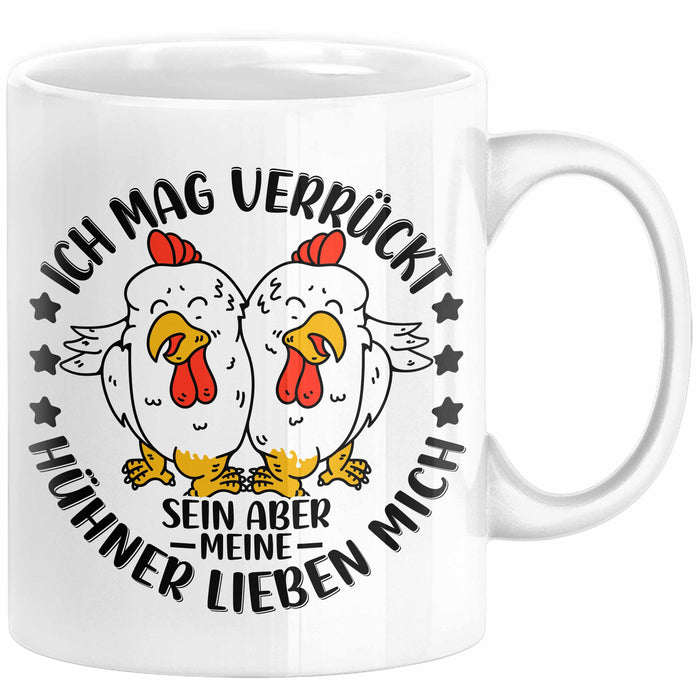 Hühner Tasse Geschenk Hühnerflüsterin Huhn Geschenkidee Kaffee-Becher Landwirt Bauer Landiwrtin Weiß Trendation